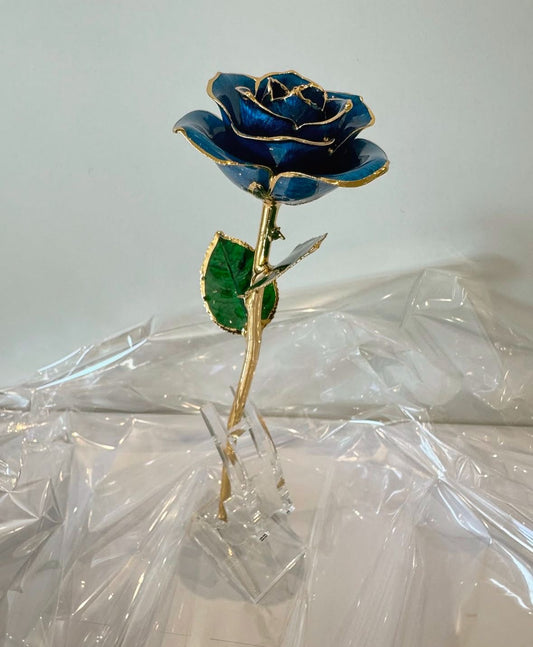 24K Gold Plated Everlasting Blue Rose