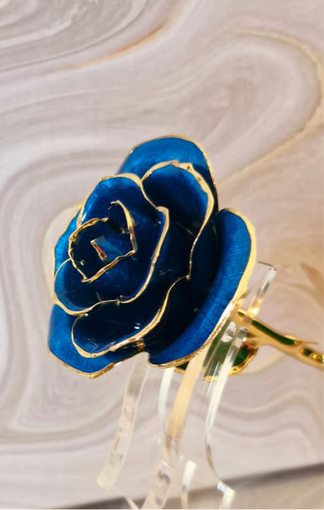 24K Gold Plated Everlasting Blue Rose